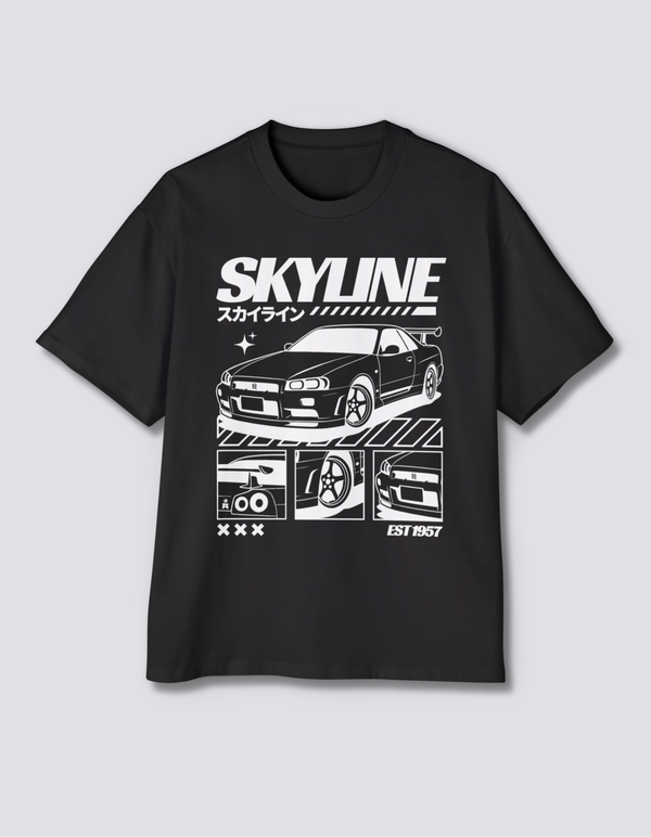 Skyline Vector Oversized Tee [Front Print] - Hover