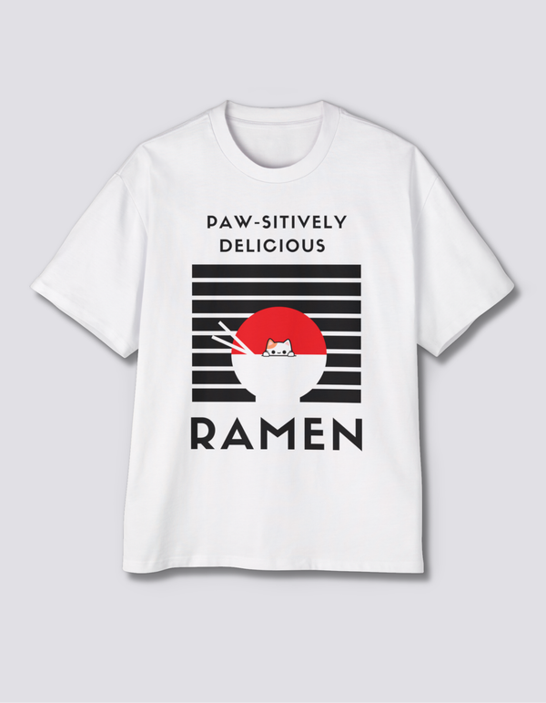 Ramen Cat Oversized Tee [Front Print] - Hover